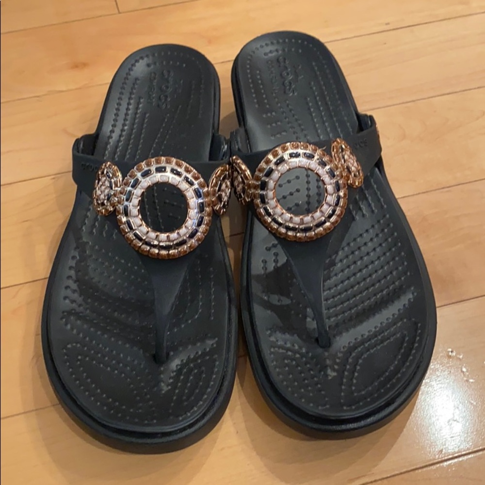 Black Croc Sandals
